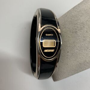 Vintage Nelsonic Watch Digital Gold Black Bracelet Quartz Woman
